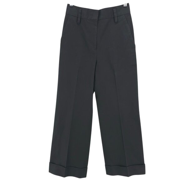 MARC JACOBS Black Pants 100% Cotton High Rise Cuffed Straight/Wide Leg Size 2 - Picture 1 of 8